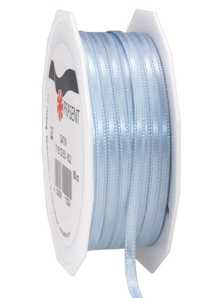double satin 50 m spool 3 mm light blue for wholesale by C.E. PATTBERG GmbH & Co. KG