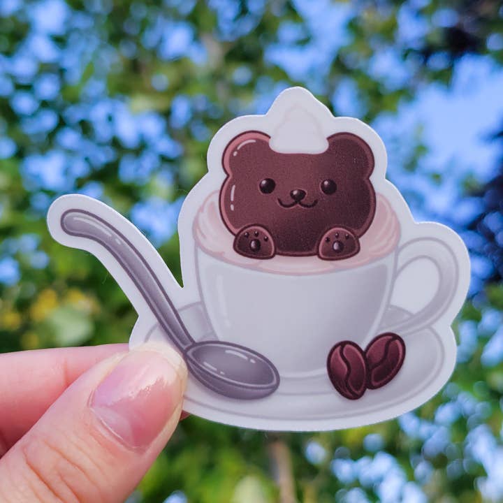 Coffee Bear Sticker for wholesale by mtp_arts