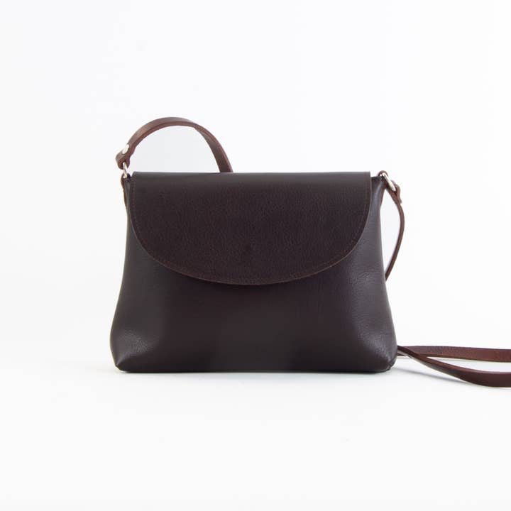Soft Brown Leather Flap Over Bag for wholesale by TILT//SHIFT Leatherworks