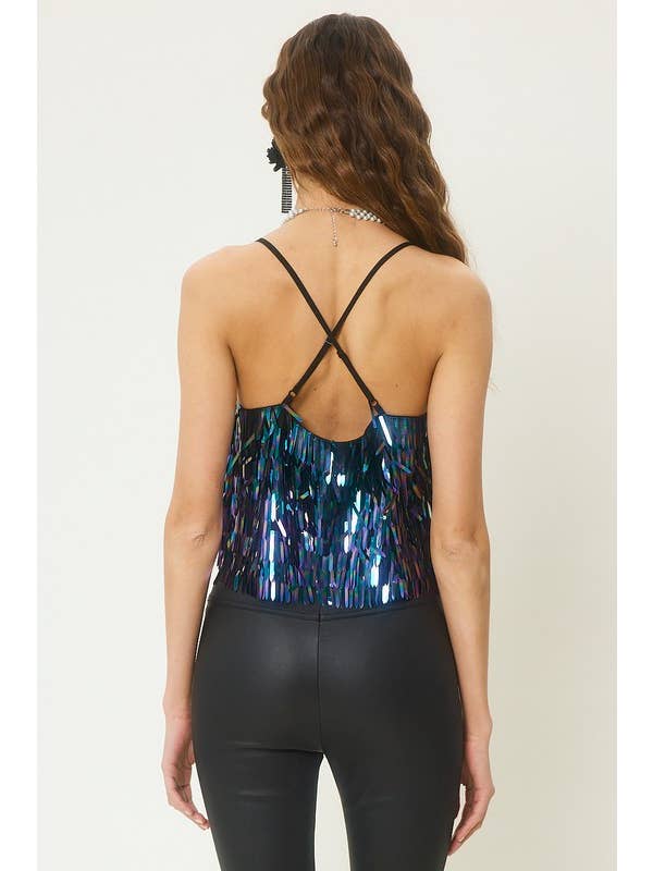 idem ditto - Vente Caraco – femme - CAMISOLE À SEQUINS TEXTURÉS ÉTINCELANTS AVEC DOS CROISÉ9