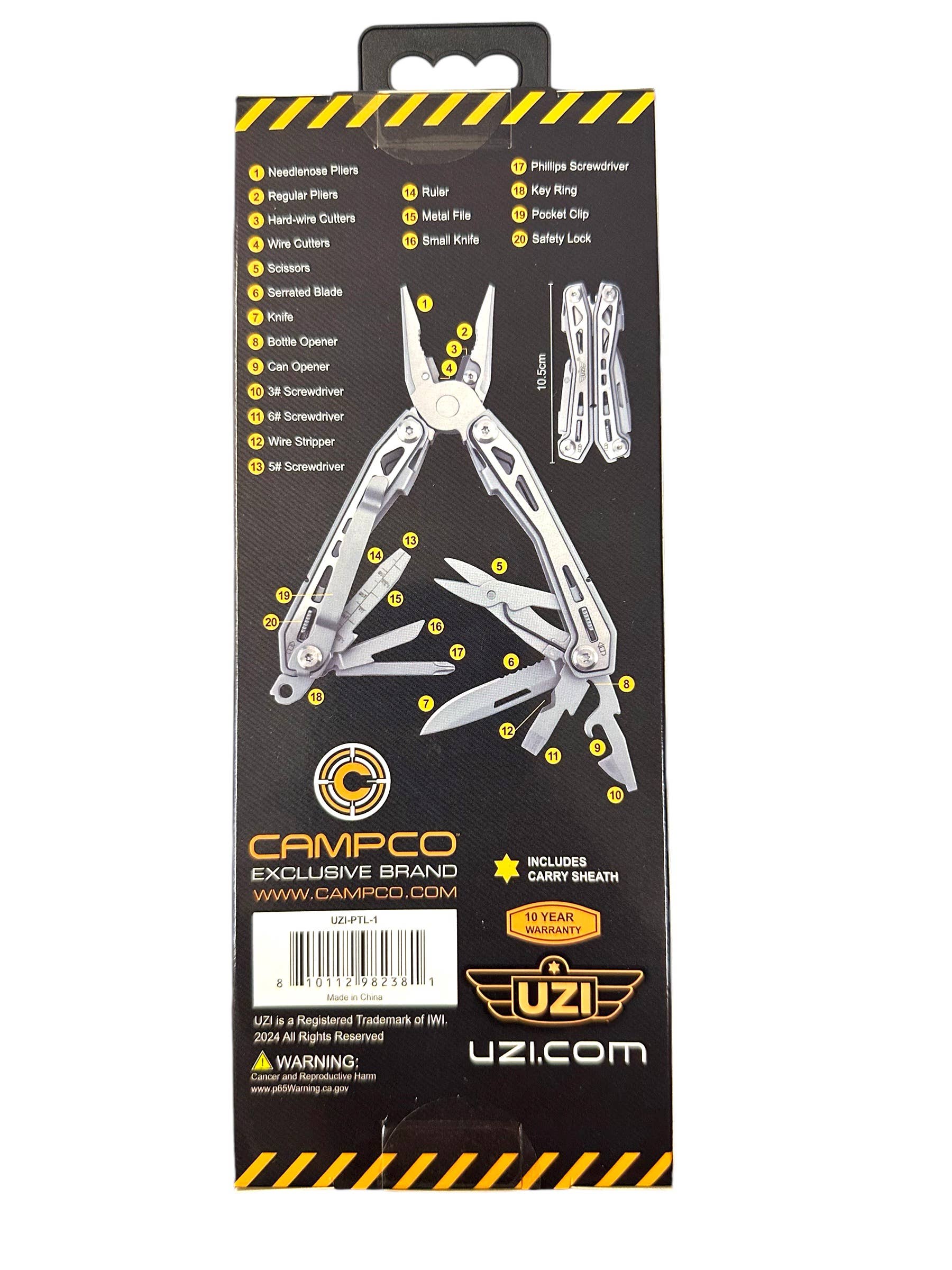 CALIBER GOURMET / CAMPCO - Wholesale Handy Tool - UZI MULTI-FUNCTIONAL PLIER / TOOL 4