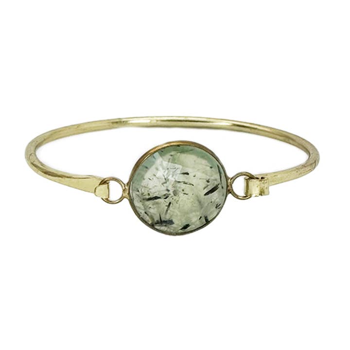 Anju Jewelry - Wholesale Bangle Bracelet - Gold Plated Bracelet with Semi-Precious Stone - Prehnite1