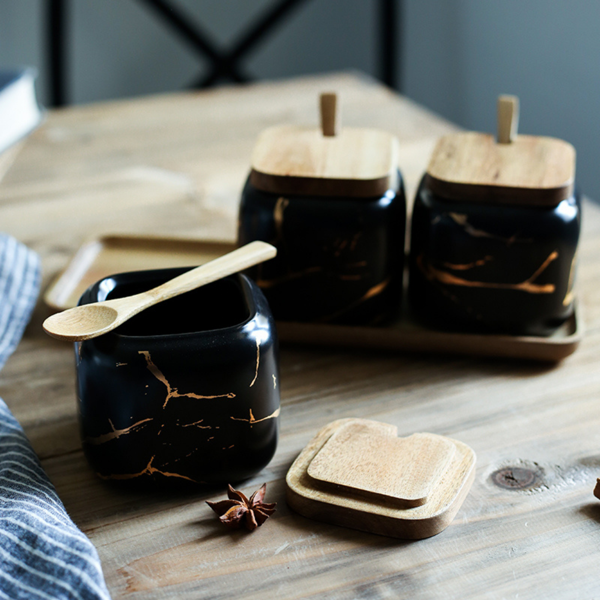 Homerely (We Cover All Import Duties) – wholesale Jar – Marble Porcelain Kitchen Seasoning Set8