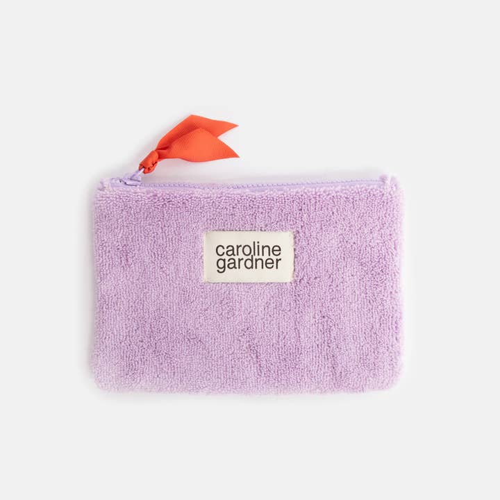 Lilac Towelling Zip Pouch for wholesale by Caroline Gardner