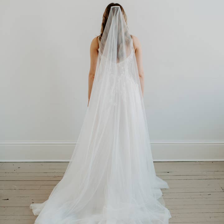 Ruffled Rose Veils - Vente Voile – femme - Voile de chapelle doux et minimal (85 pouces)2