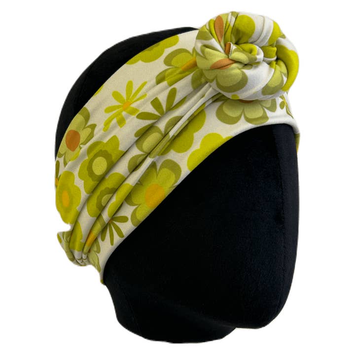 Faixa de Cabelo Envolvente Floral Chartreuse Retro por atacado de The Sassy Olive Handmade Headbands