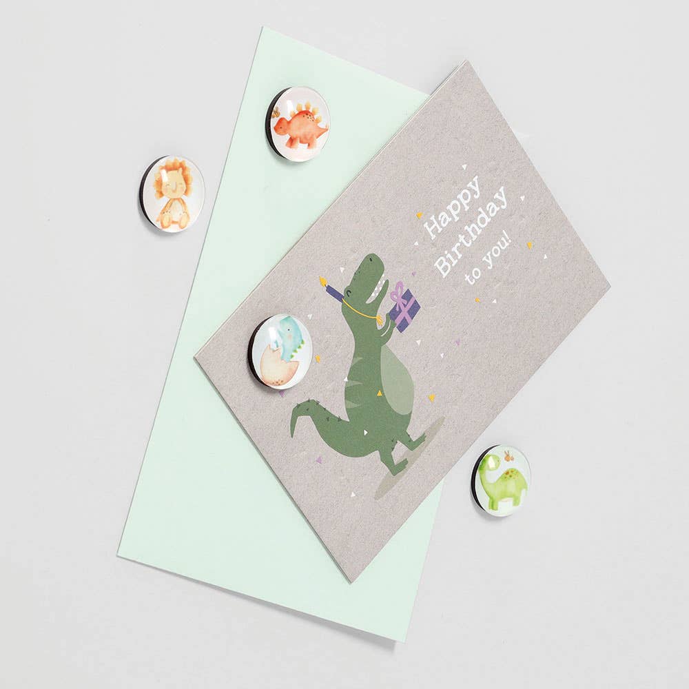 colorful Magnet set "Dinos", 4-piece, plastic/glass for wholesale on Faire5