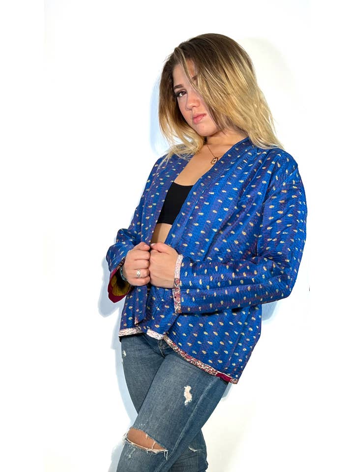 Kinomy - Vendita all'ingrosso Giacca - Donna - Giacca/kimono corta reversibile, kimono da donna in seta