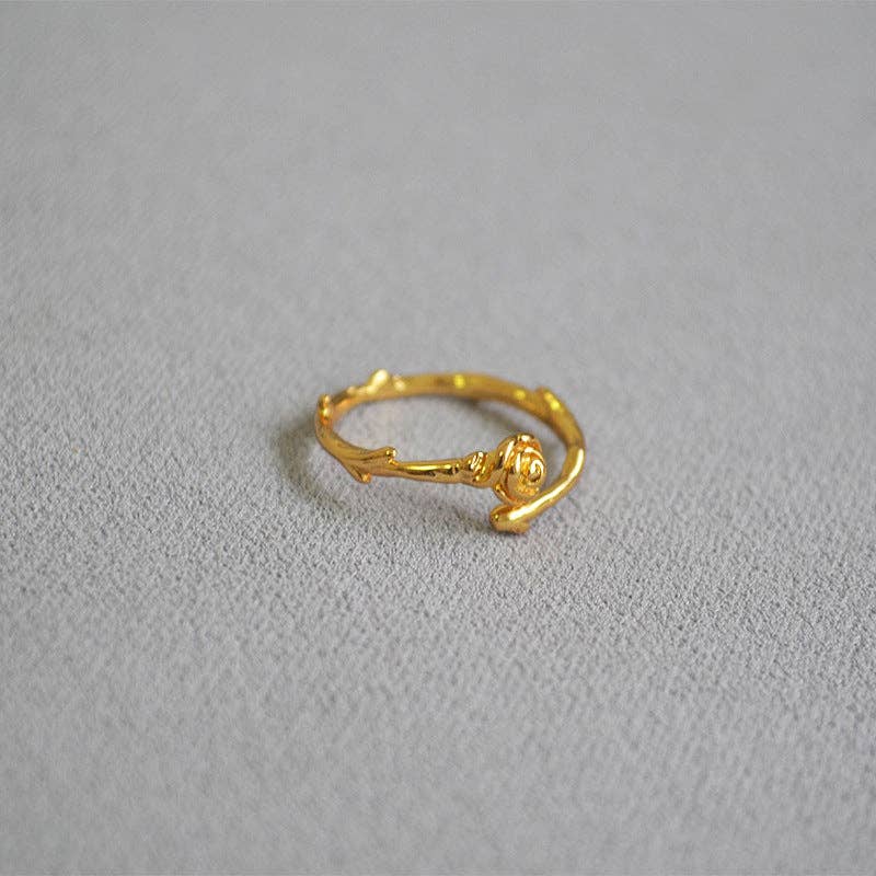Revelari - Wholesale Band/Stacked Ring - Gold Ring with Floral Twist Design2
