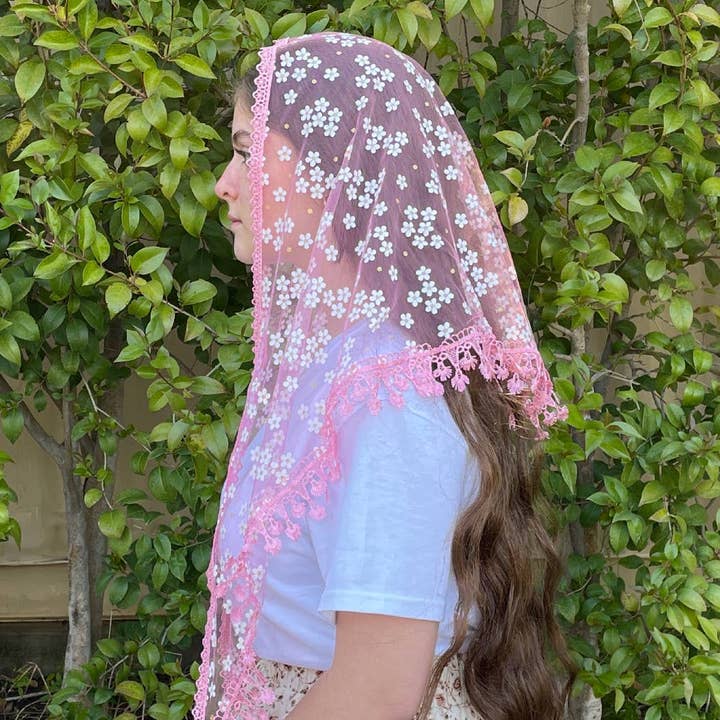 Oremus Mercy - Wholesale Veil - Women's - Little Flower Veil - PINK
