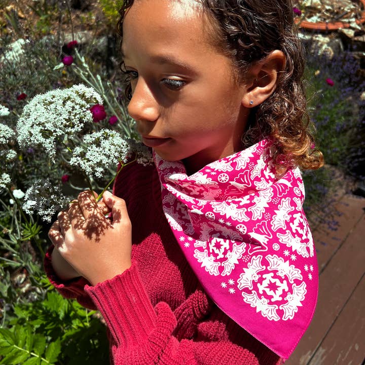 Morning Paper dot Design - Wholesale Bandana - Unisex - Bat Design on Hot Pink Cotton Bandana1