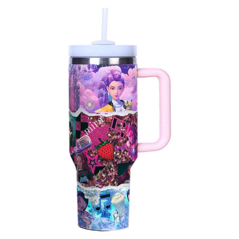 Auraquise - Wholesale Insulated Mug/Tumbler - KPOP Demon Hunters 40oz Insulated Tumbler with Handle and Straw Car Travel Mug, Hot & Cold Stainless Steel Cup4