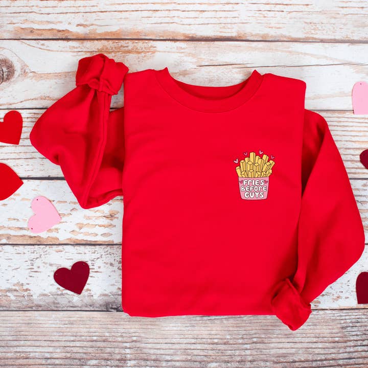 Swain Co. - Wholesale Sweatshirt - Women's - Fries before Guys Crewneck Sweatshirt0