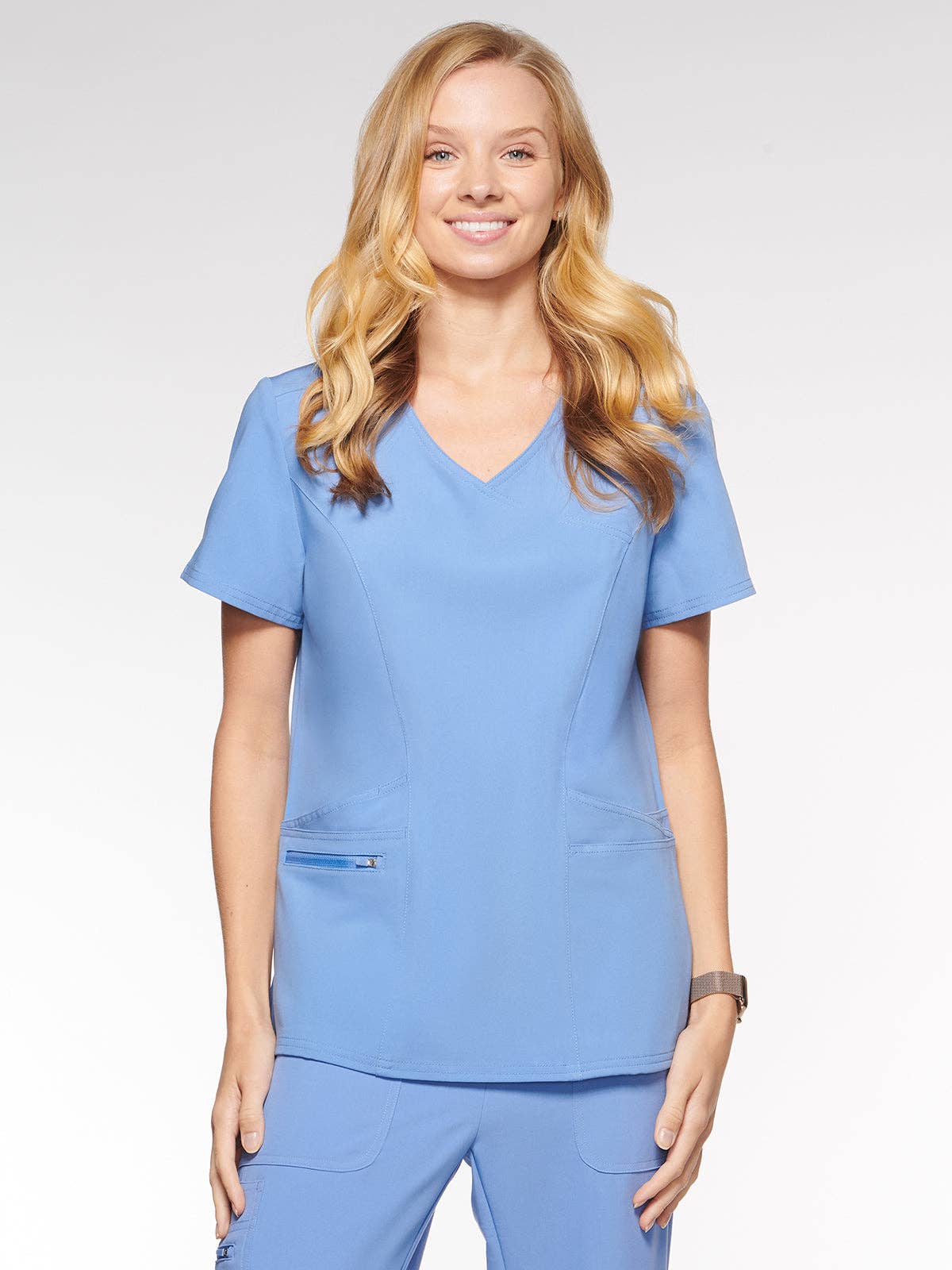 Aura Naturale – wholesale Healthcare uniform – Women's – Coral Women Mock Wrap with 6 Pockets Scrubs Top (94003)12