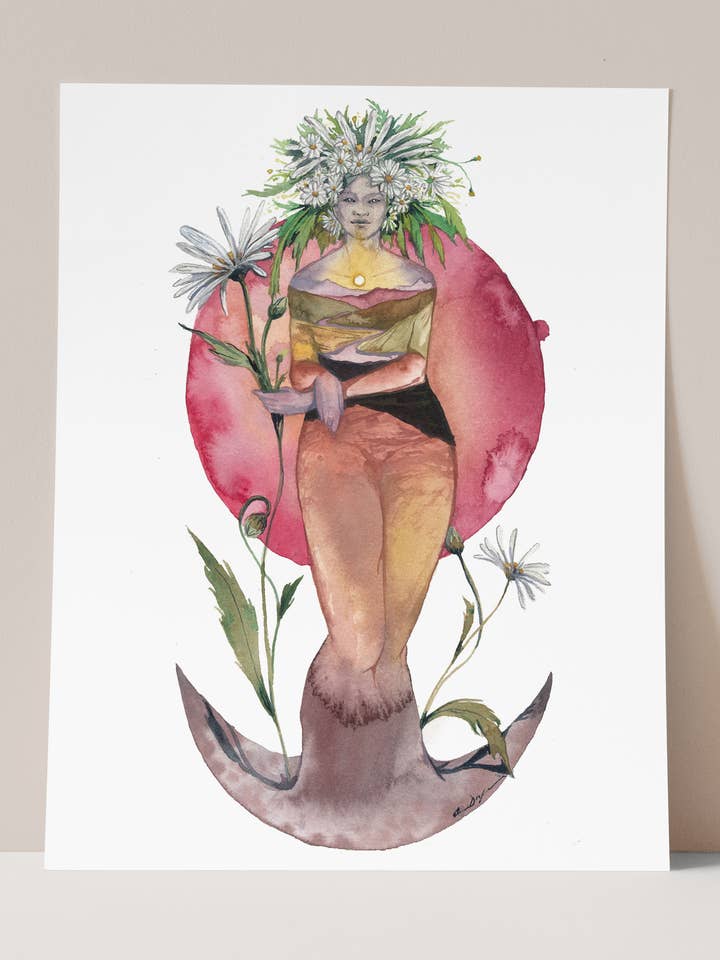 April födelseblomma gudinna tryck för wholesale av Andrea Durfee Art