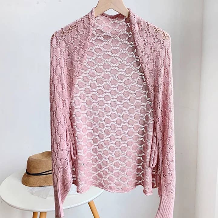 Fennco Styles - Vente Cardigan – femme - Boléro ajouré en crochet à manches longues28