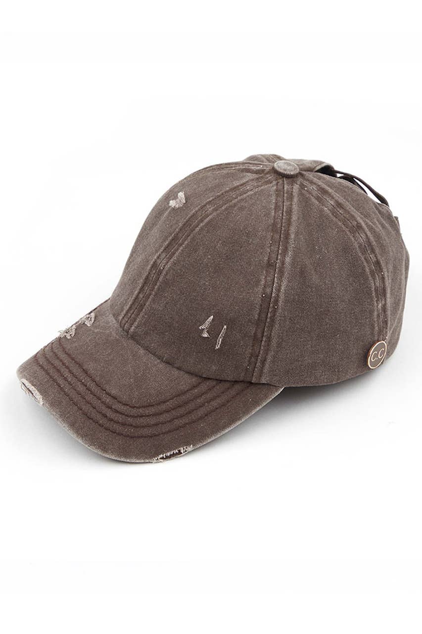 Hana - Wholesale Baseball Cap - Women's - C.C Washed Denim Criss-Cross Pony Cap3