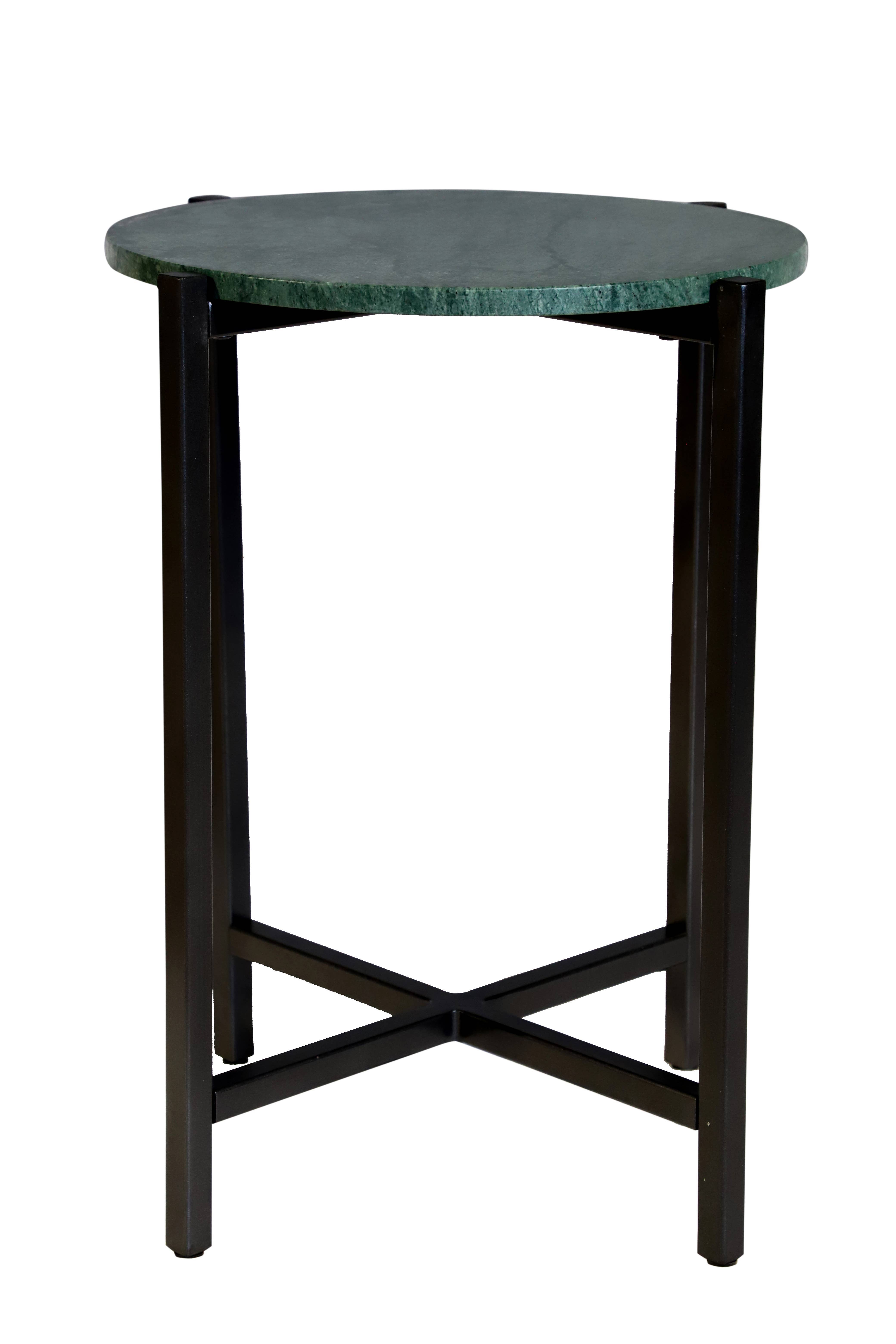India Curated - Wholesale Side Table - Green Marble Side Table with Grey Metal Frame-21 Inch Height2