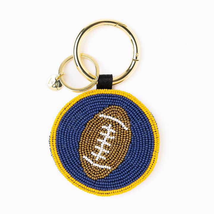 Game Day Football Beaded Bag Charm Yellow + Blue Wholesale for wholesale by INK + ALLOY
