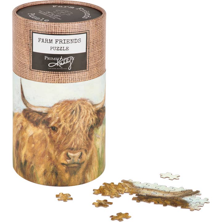 Primitives by Kathy - Wholesale Puzzle - Adult - Highland Cow Puzzle