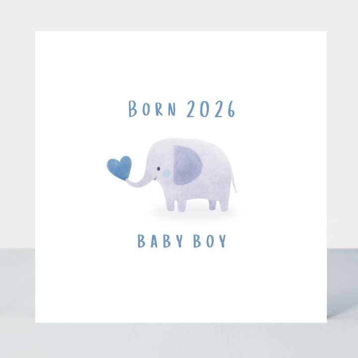 Petimo – wholesale Baby card – Born 2026 Blue New Baby Boy Cute Elephant Card0