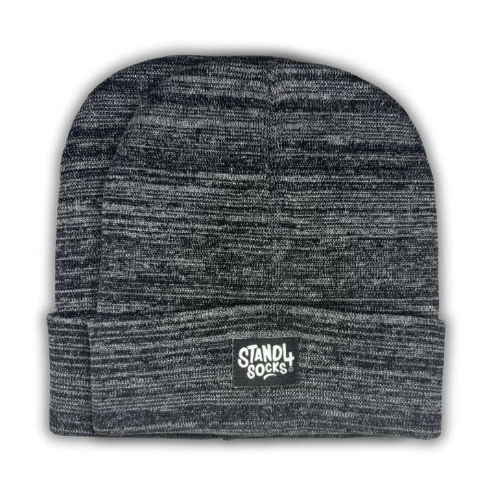 Stand4 Solid Grey Beanie with Patch for wholesale by Stand4 Socks US