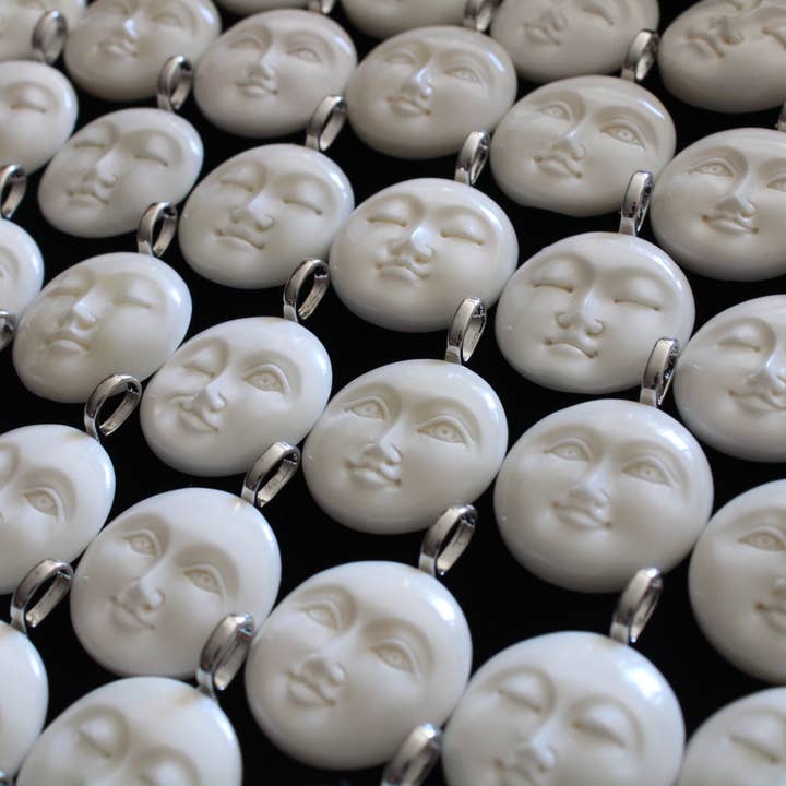 Tika - Wholesale Individual Charm/Pendant - Carved Bone Moonface Pendant2