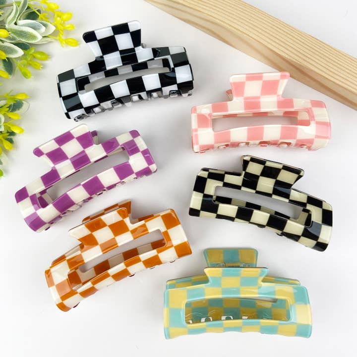 TheDivaSoap - Wholesale Hair Clip - Women's - Checkerboard retro hair claw clip