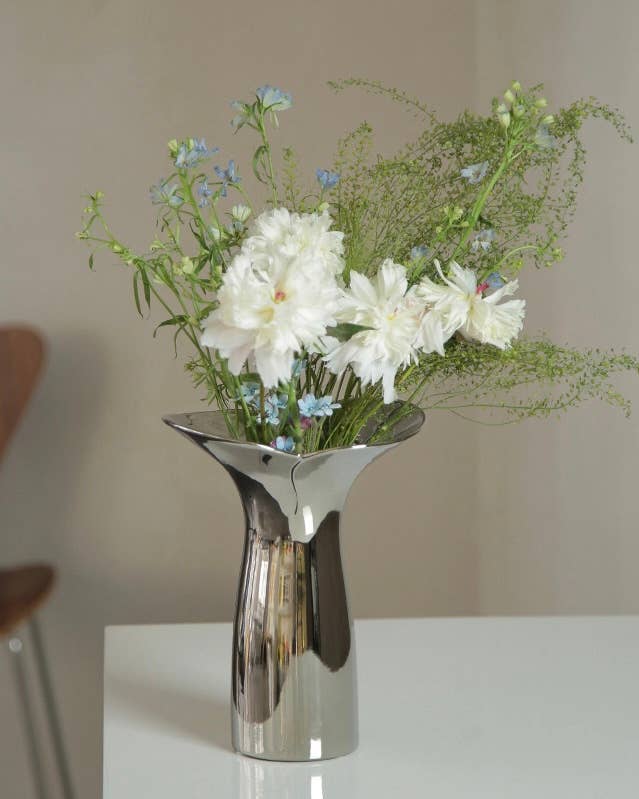 INSPECIAL HOME - Wholesale Vase - Handmade Modern Silver Bloom Vase, Ceramic Centrepiece0