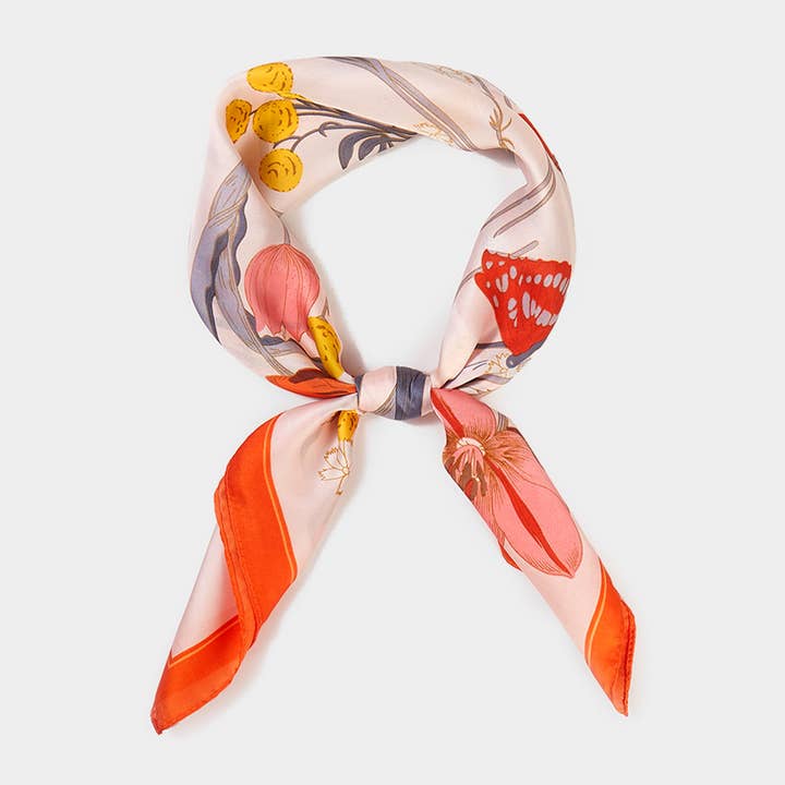 Sensibling Corp. - Wholesale Scarf - Women's - Flower Butterfly Printed Square Scarf