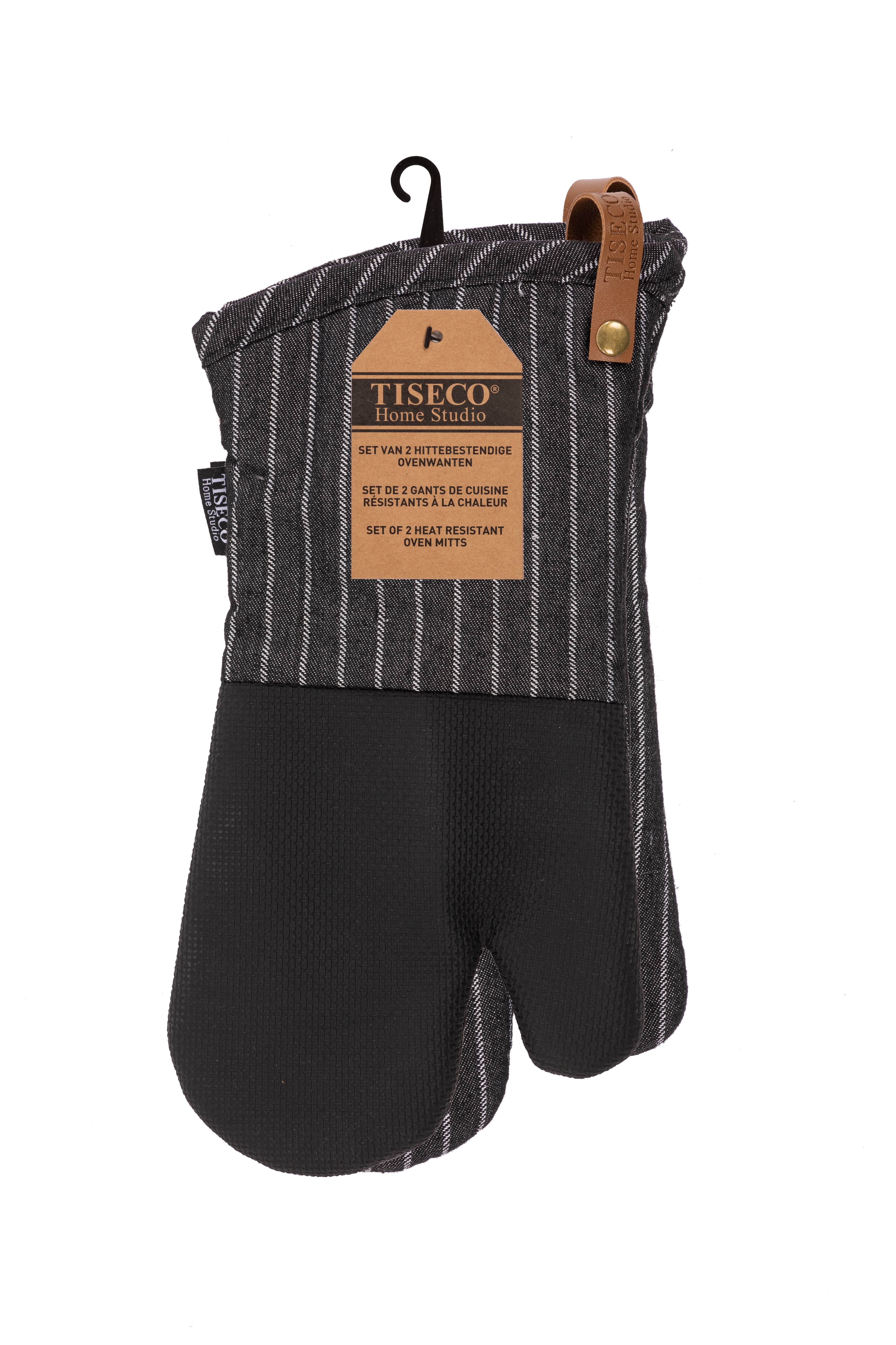 Tiseco - Wholesale Oven Mitt/Pot Holder - Oven glove SHERLOCK STRIPE - SET/2 - 17x33cm, black3