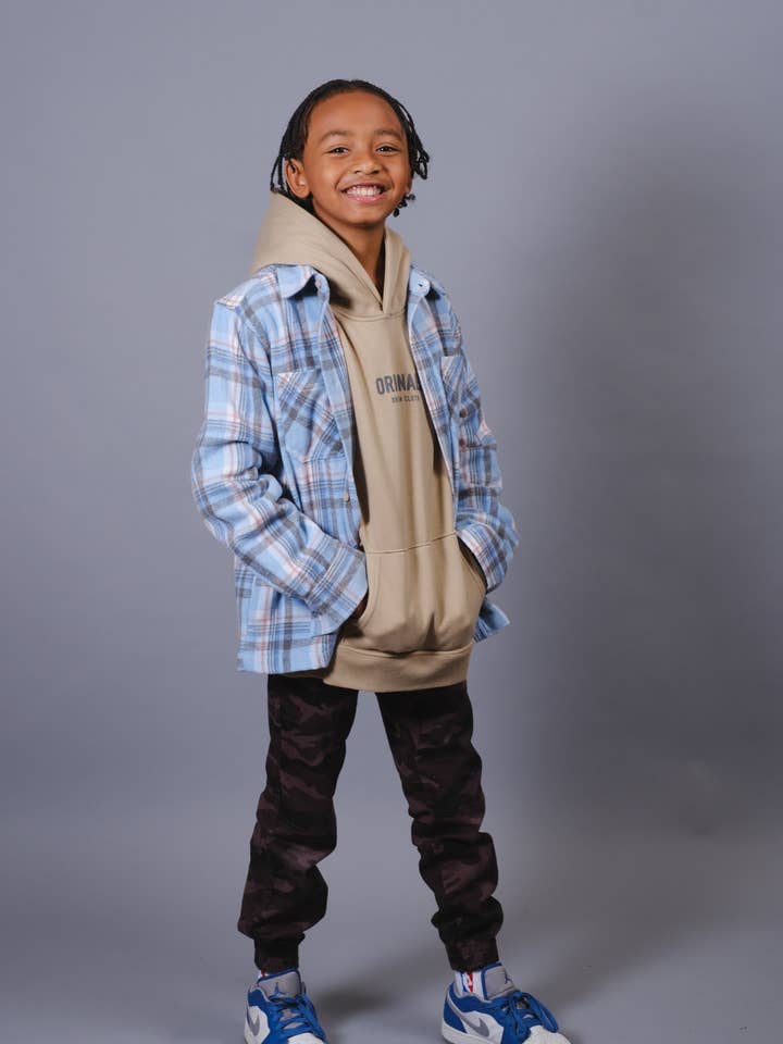 Kids Heavy Flannel Shacket for wholesale by Brooklyn Cloth