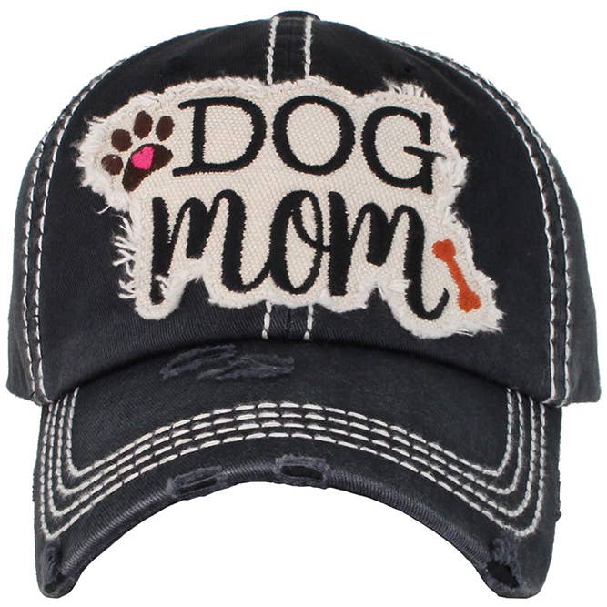 Hana - Wholesale Baseball Cap - Women's - DOG MOM Patch Vintage Distressed Baseball Cap