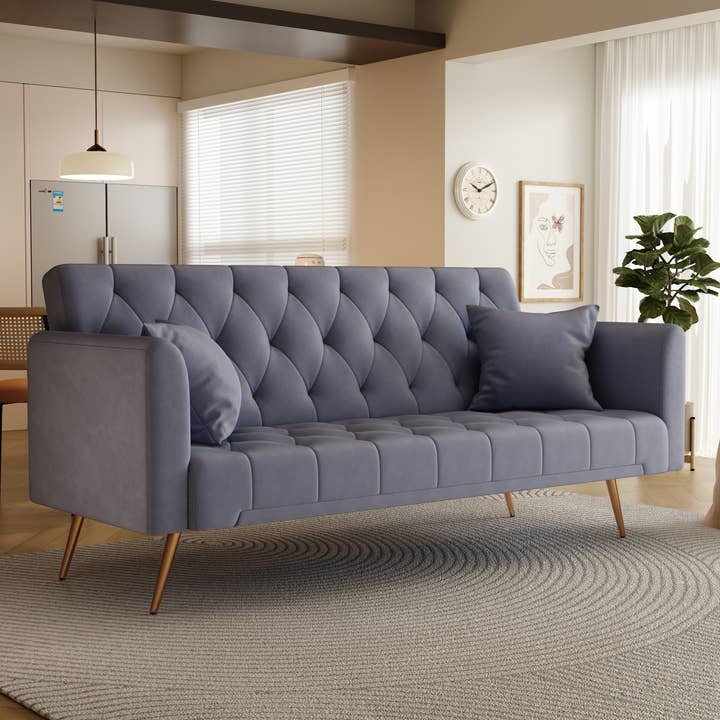 39F Inc. - Wholesale Sofa - 71 inch Convertible Love Seat Sofa Bed, Velvet, 6 colors25