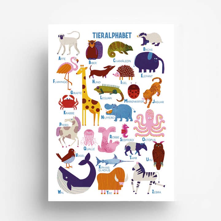 Tieralphabet (German) Digital Print DIN A3 for wholesale by jungwiealt