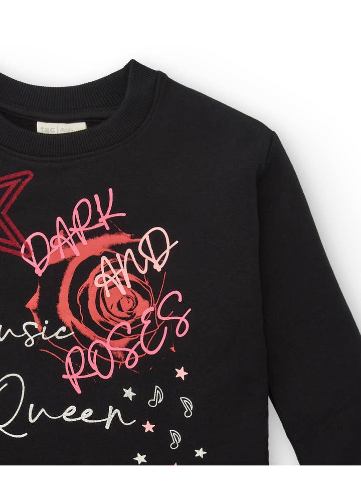 tuc tuc – wholesale Klänning – Barn – Svart sweatshirtklänning med röd tyll för flicka