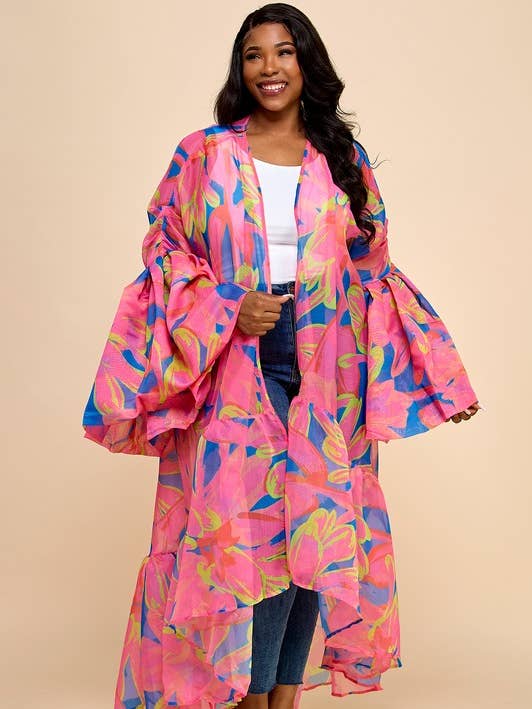 Namatt Design - Wholesale Kimono - Women's - Regular Ruffle Long Sleeve Kimono Cardigan