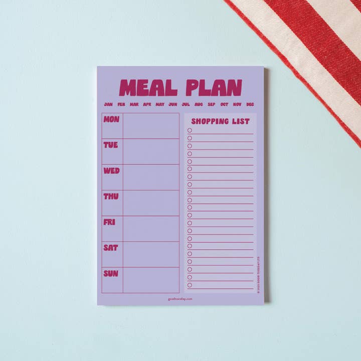 A5 Meal Planner & Shopping List | Lilac & Plum for wholesale by Good Tuesday (Once Upon a Tuesday)