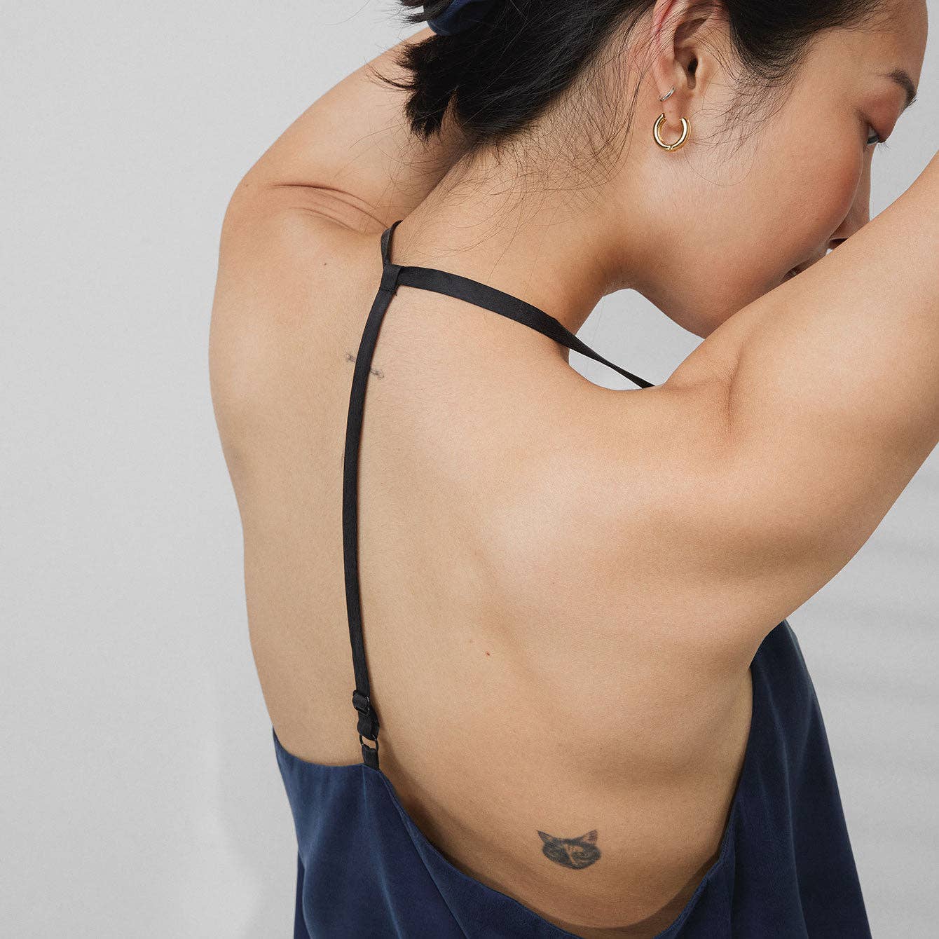 Djupblå/nedsänkt svart Tvättbar Silk Cami Byxa Set för wholesale på Faire4