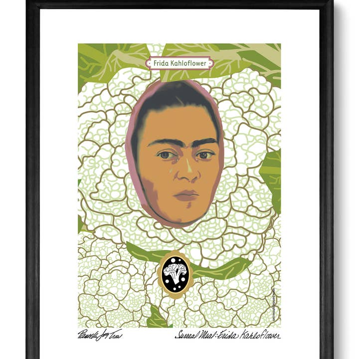 Surreal Meal: Frida Kahloflower Print Frida Kahlo Art Parody for wholesale by The Art of Pamela Joy Trow