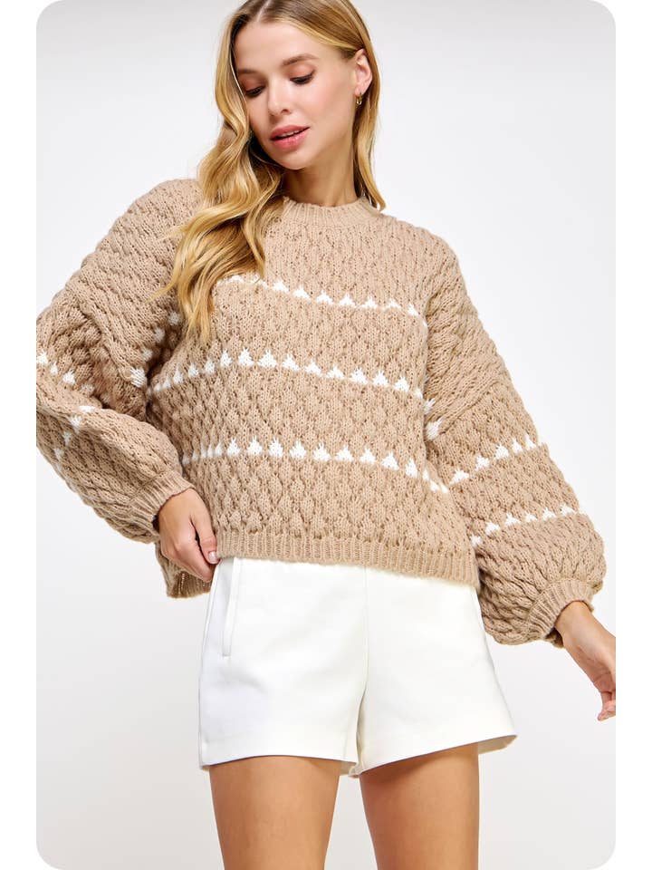 Strut & Bolt – Camisola túnica - Mulher por atacado – Camisola Texturizada Dolman Contraste Intarsia10