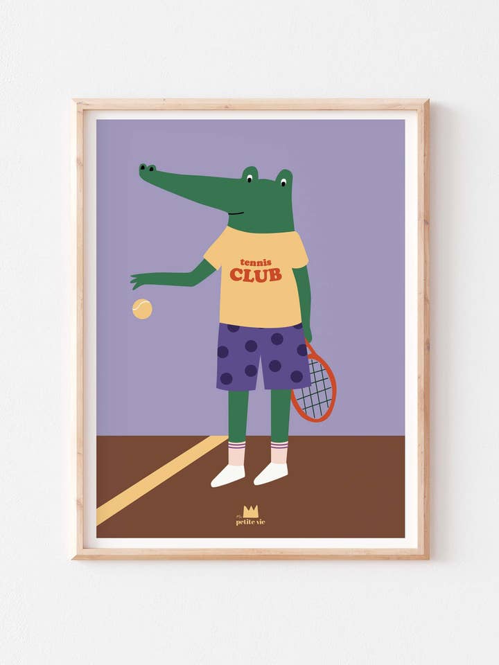 Poster - Krokodil Tennis (30 x 40 cm) für den Großhandel von Ma Petite Vie