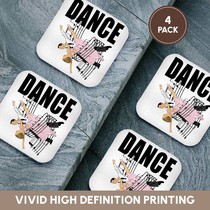 3dRose - Wholesale Coasters - 3dRose, Dance partners dancing wrapped in music, for the love of Dance., Coaster12