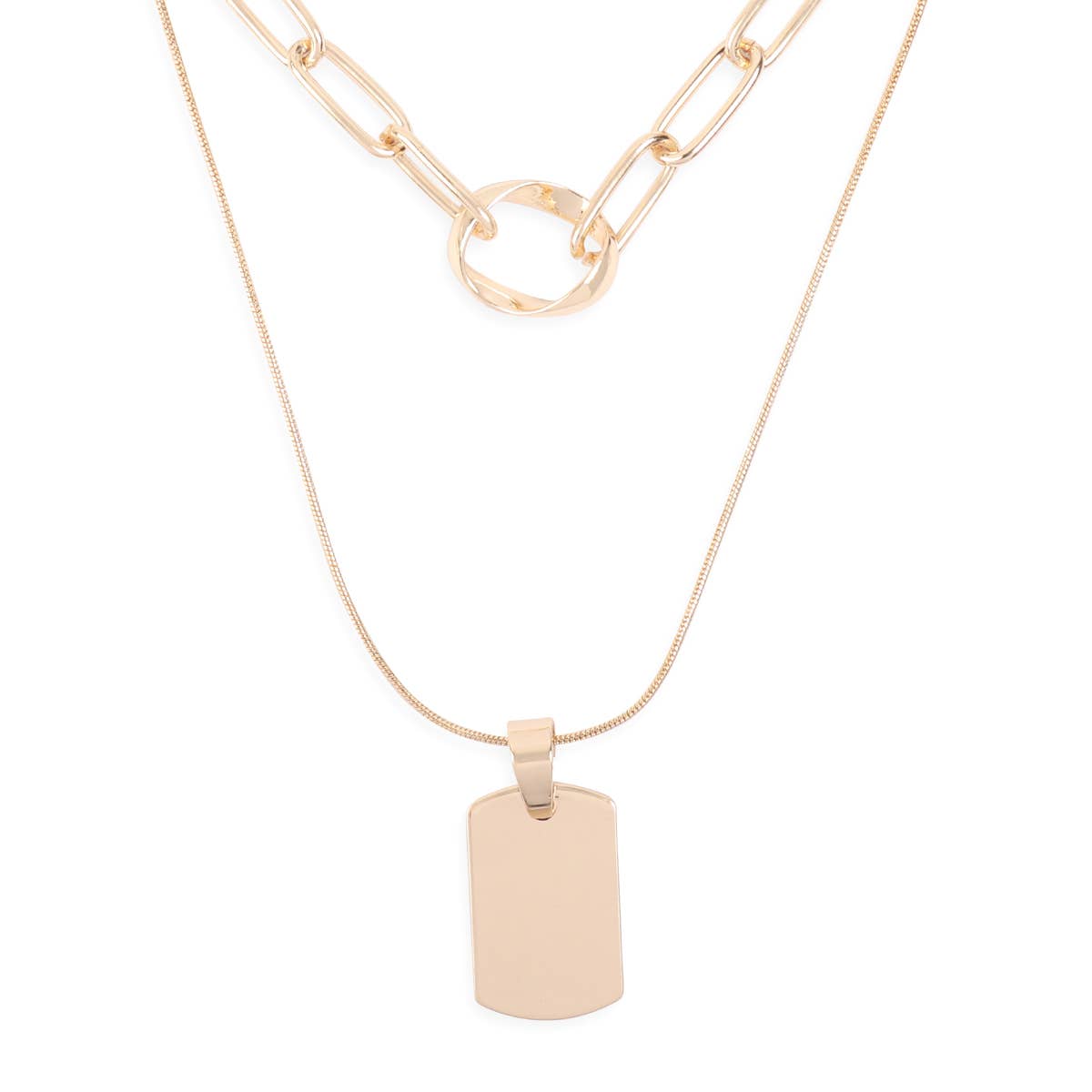 MYS Wholesale Inc - Wholesale Pendant/Charm Necklace - Blank Dog Tag With Layered Chain Necklace4