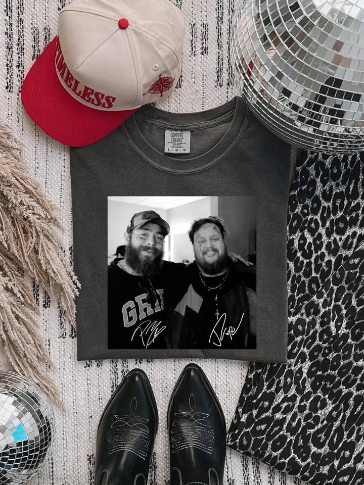 Maglietta comfort colors del concerto di Post Malone & Jelly Roll per la vendita all'ingrosso da parte di Broke Babes Wholesale