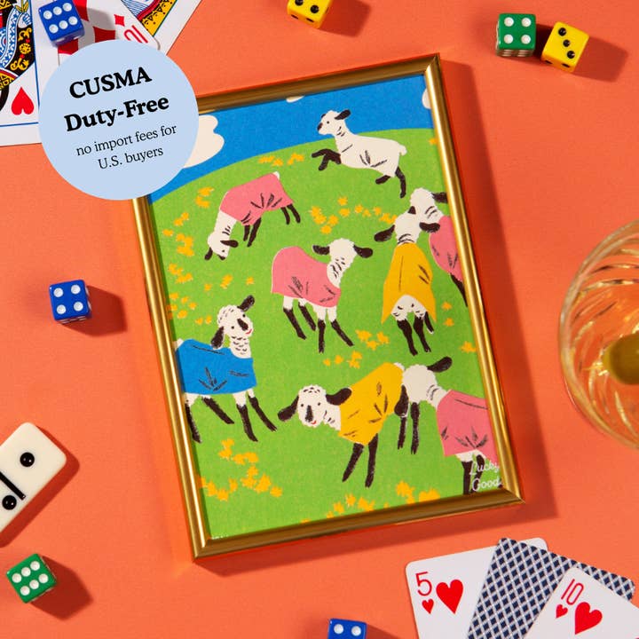 Goats in T-Shirts Party Portrait Print for wholesale by Lucky Goods Paper