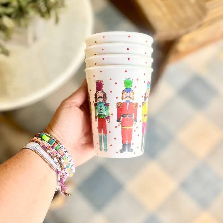 Happy By Rachel, LLC - Wholesale Disposable Cup - Nutcracker Reusable Party Cups-Set of 6