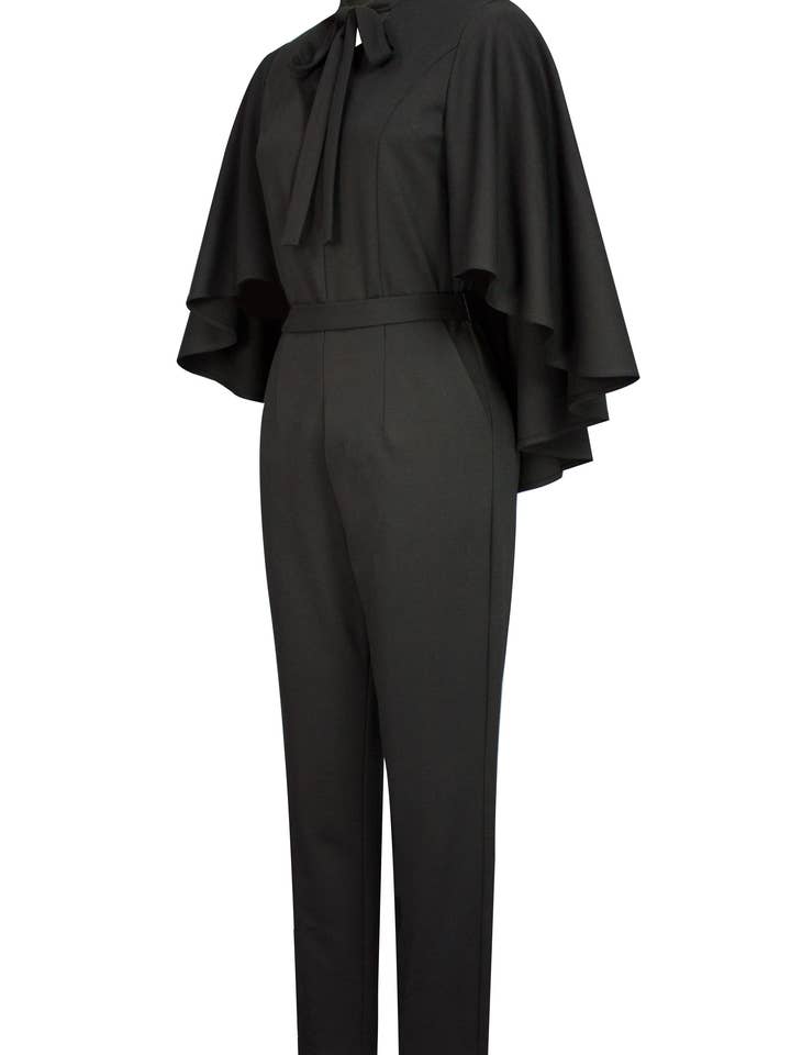 CHIC STAR - Wholesale Jumpsuit - Women's - Chic Star Plus Size Ponte Poncho Jumpsuit In Red 042124
