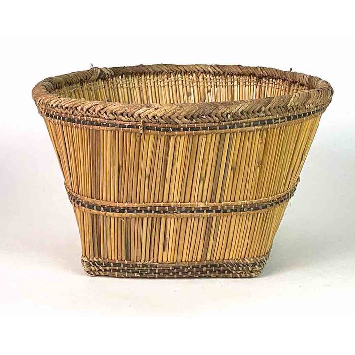 The Niger Bend - Venta al por mayor Cestas - Cesta tradicional Mossi de paja natural mediana - Burkina Faso | 13.5" x 8"