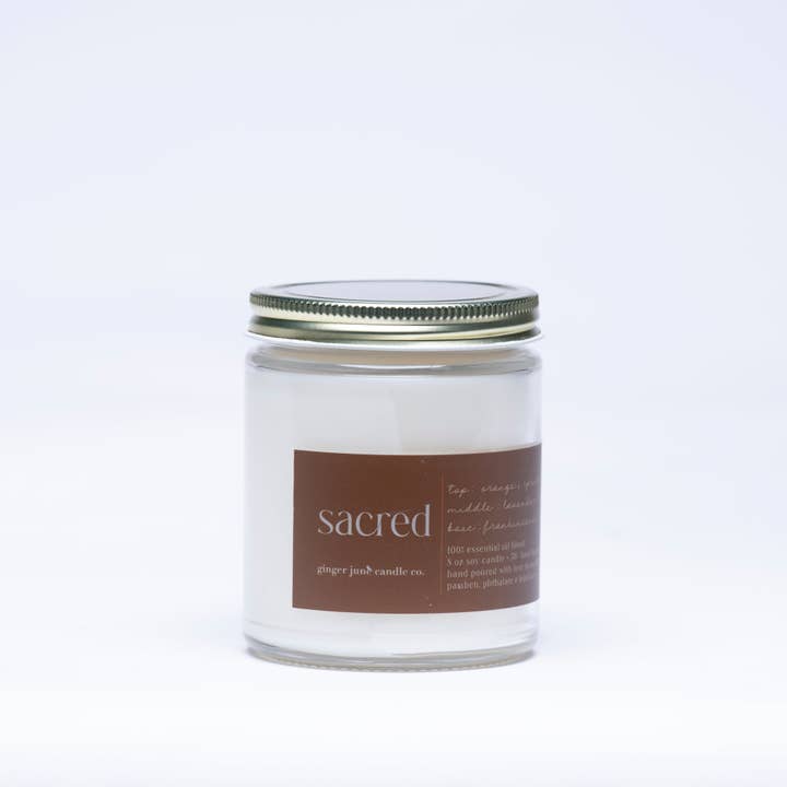 Ginger June Candle Co. - Wholesale Jar/Filled Candle - SACRED • minimal collection • 100% EO 8 oz soy candle1